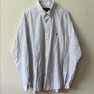 Polo by Ralph Lauren classic fit Men's Blue and White Plaid Shirt 17.5 fits xxl